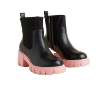 Load image into Gallery viewer, Pink and Black Rain Booties
