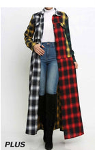 Load image into Gallery viewer, Plus Size Multi Color Long Plaid Shacket
